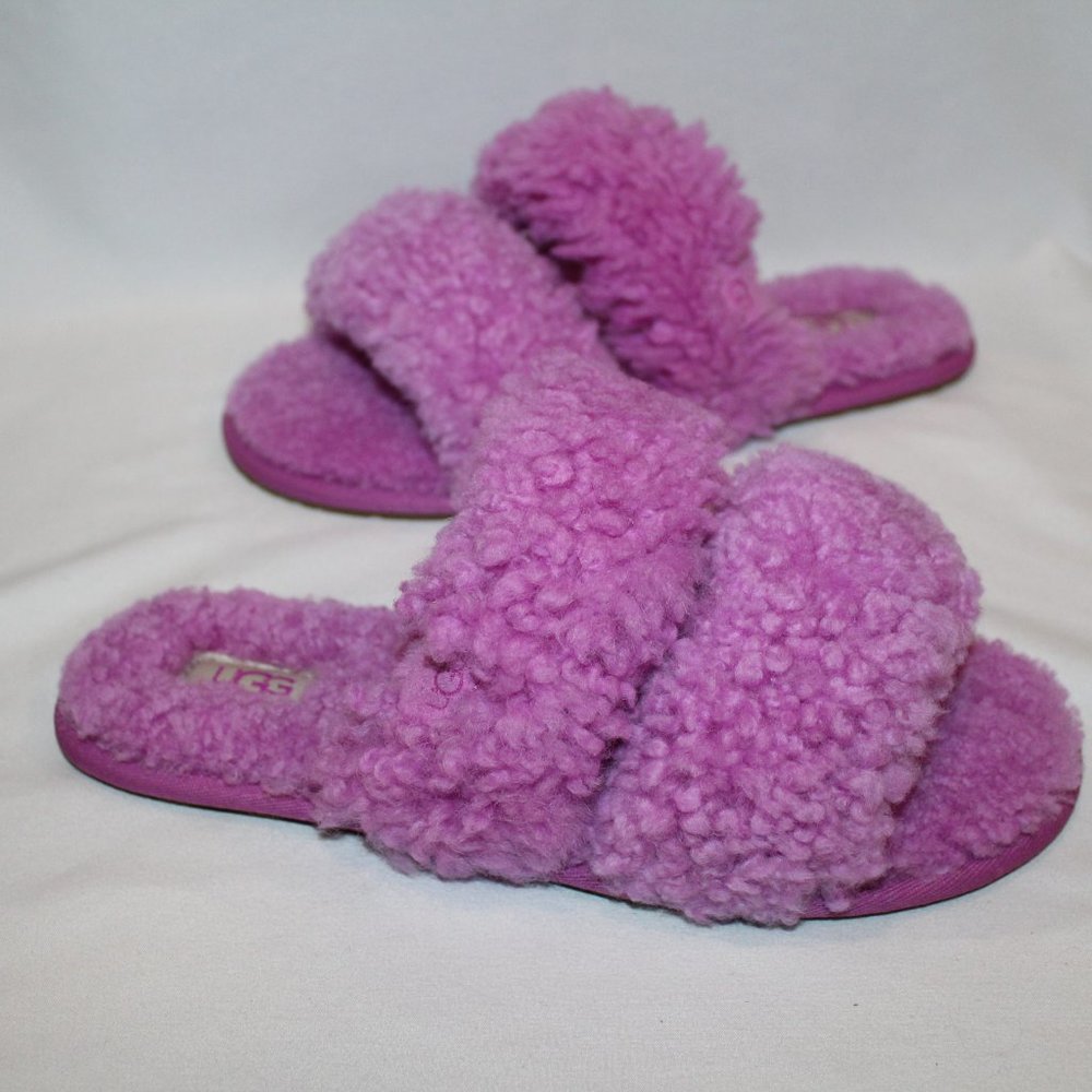 NIB UGG WOMEN'S‎ CURLY SCUFFETTA SHEARLING SLIPPERS PINK